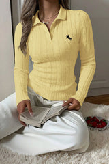 Collared Long Sleeve Knit Sweater