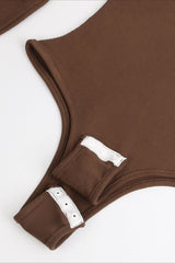 High Neck Long Sleeve Warm Tummy Control Thong Bodysuit