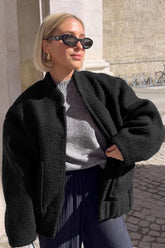 Loop Knit Stand Collar Coat