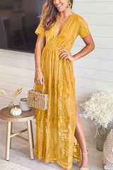 Bohemian Lace Split Beach Maxi Boho Dress