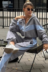 Athletic Zip Front Top Pants Activewear Set