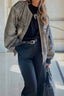Faux Leather Zipper Bomber Jacket