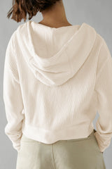 Quilted Panel Zip Up Cropped Hoodie