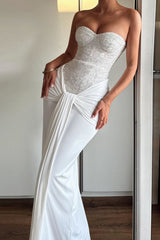 Sexy Strapless Rhinestone High Waist Bodycon Dress