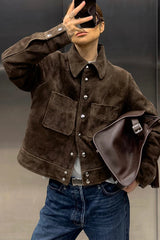Single-Breasted Suede Jacket