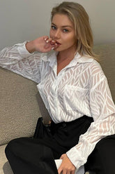 Textured Sheer Chiffon Blouse