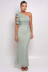 Sexy Tulle One Shoulder Floral Bodycon Slim Formal Dress