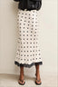 Polka Dot Lace Trim Column Midi Skirt