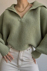 Long Sleeve Collar Knit Sweater