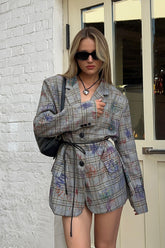 Street Art Printed Relaxed Fit Blazer