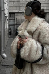 Lapel Thickened Faux Fur Plush Coat