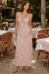 Polka Dot Backless Strap Long Floral Dress