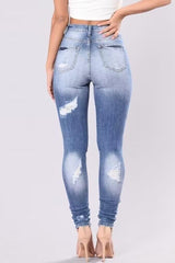Washed Ripped Straight Denim Jeans
