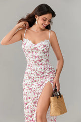 Vintage Spaghetti Strap Midi Floral Dress
