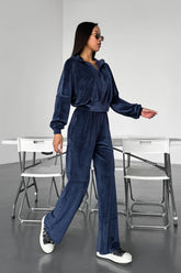 Stand Collar Knit Sweatsuit Activewear Set