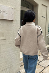 Casual Zip Front Long Sleeve Sweater