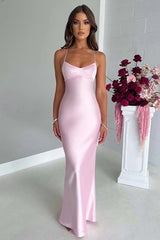 Backless Lace-Up Silk Dress