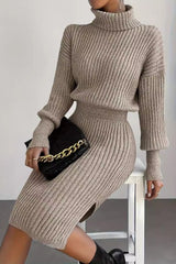 Pullover Knit Slim-Fit Sweater Dress