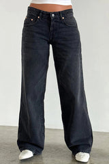Solid Color Wide Leg Denim Jeans