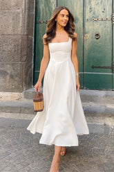 Simple Sleeveless Square Neck Work Dress