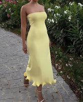 Sleeveless Ruffles Patchwork Bodycon Midi Dress