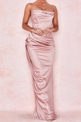 Sexy Strapless Slit Elegant Formal Dress