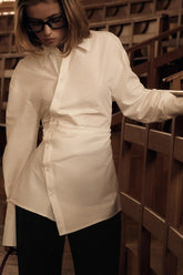 Collared Asymmetrical Button Blouse