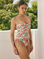 Cherry Print Bow Tie One Piece Yellow / XS