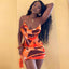 Tie Dye Halter Neck Cowl Neck Mini Dress Orange S / Orange Party Dresses