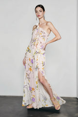 Halter Backless Floral Vacation Dress