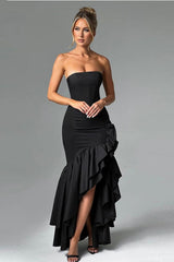 Strapless Slit Back Bodycon Prom Dress