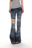 Distressed Ripped Low Rise Flare Jeans