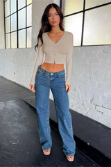 Y2K Ribbed Regular Shoulder Button Cardigan Sexy Crop Top