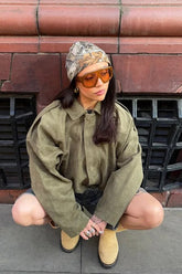 Button Shoulder Belted Pilot Jacket