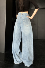 Light Wash Embroidered Baggy Jeans