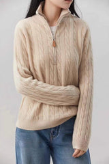 Cable Knit Half Zip Sweater