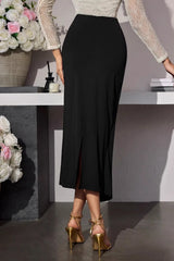 Gold Button Detail Bodycon Skirt