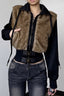 Fur Look Panel Buckle Waist Zip Jacket