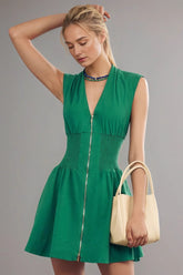 Elegant Fitted Zipper Work Dress