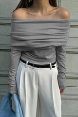 Off Shoulder Slim Knit Sweater