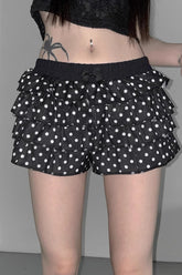 Polka Dot Low Waist Tiered Mini Skirt