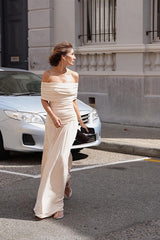 Off Shoulder Ruched Strapless Reception Dress