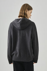 Slouchy V-Neck Hooded Sweater