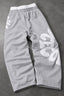 Letter Graphic Drawstring Wide Leg Sweatpants
