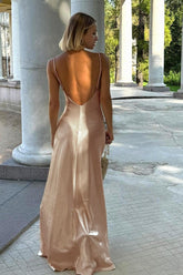 Satin Cami Backless Silk Dress