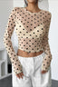 Polka Dot Sheer Mesh Long Sleeved T-shirts
