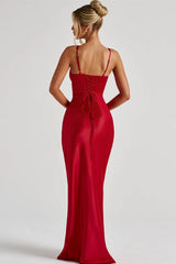 V-Neck Bone Detail Silk Dress