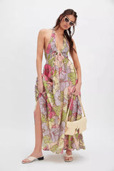 Bayside Floral Print V Neck Cami Chic Boho Dress