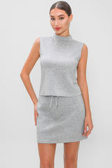 Sporty Mock Neck Cami Skirt Shorts Activewear Set