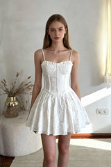 Sexy Solid V Neck Ruffled Lace Dress